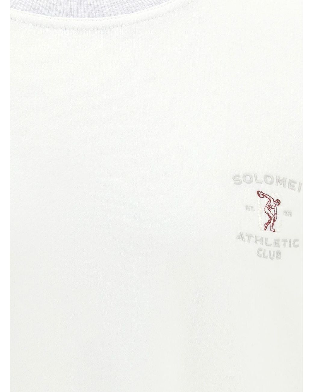 Brunello Cucinelli White Cotton Crewneck Sweatshirt With Contrast Embroidered Logo for men