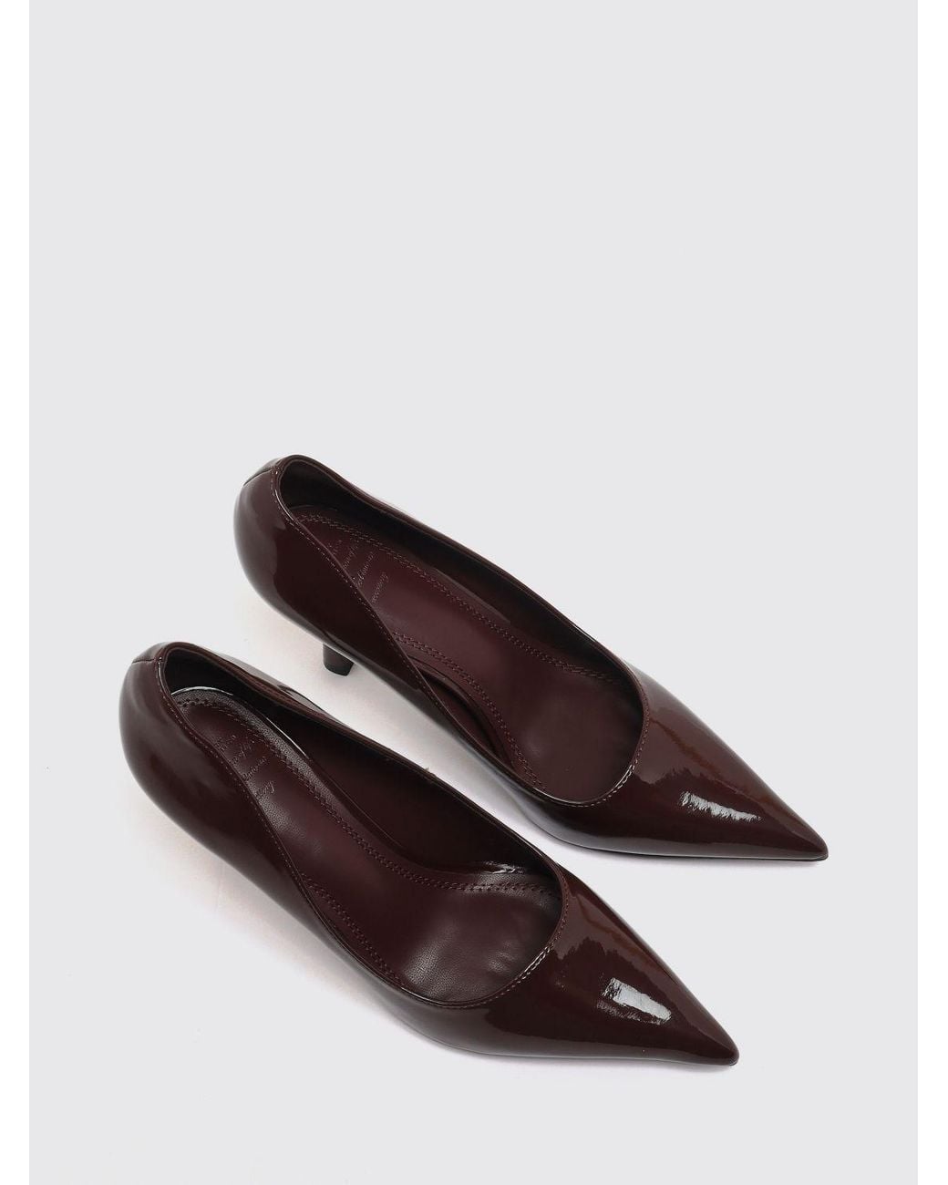 Twentyfourhaitch Brown Patent Faux Leather Stiletto Pumps With Almond Toe