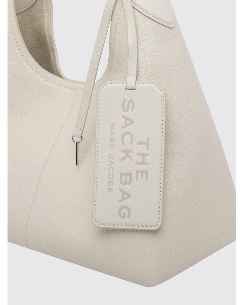 Marc Jacobs Natural The Sack Large Leather Shoulder Bag With Adjustable Handle And Charm