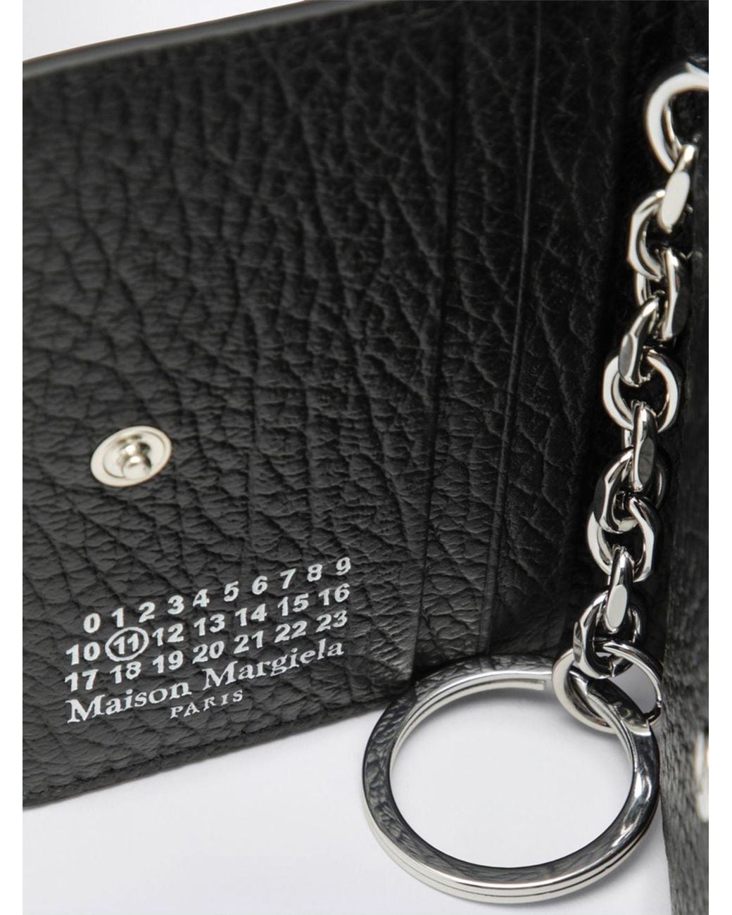 Maison Margiela Black Grained Leather Bifold Card Holder With Four Stitches for men