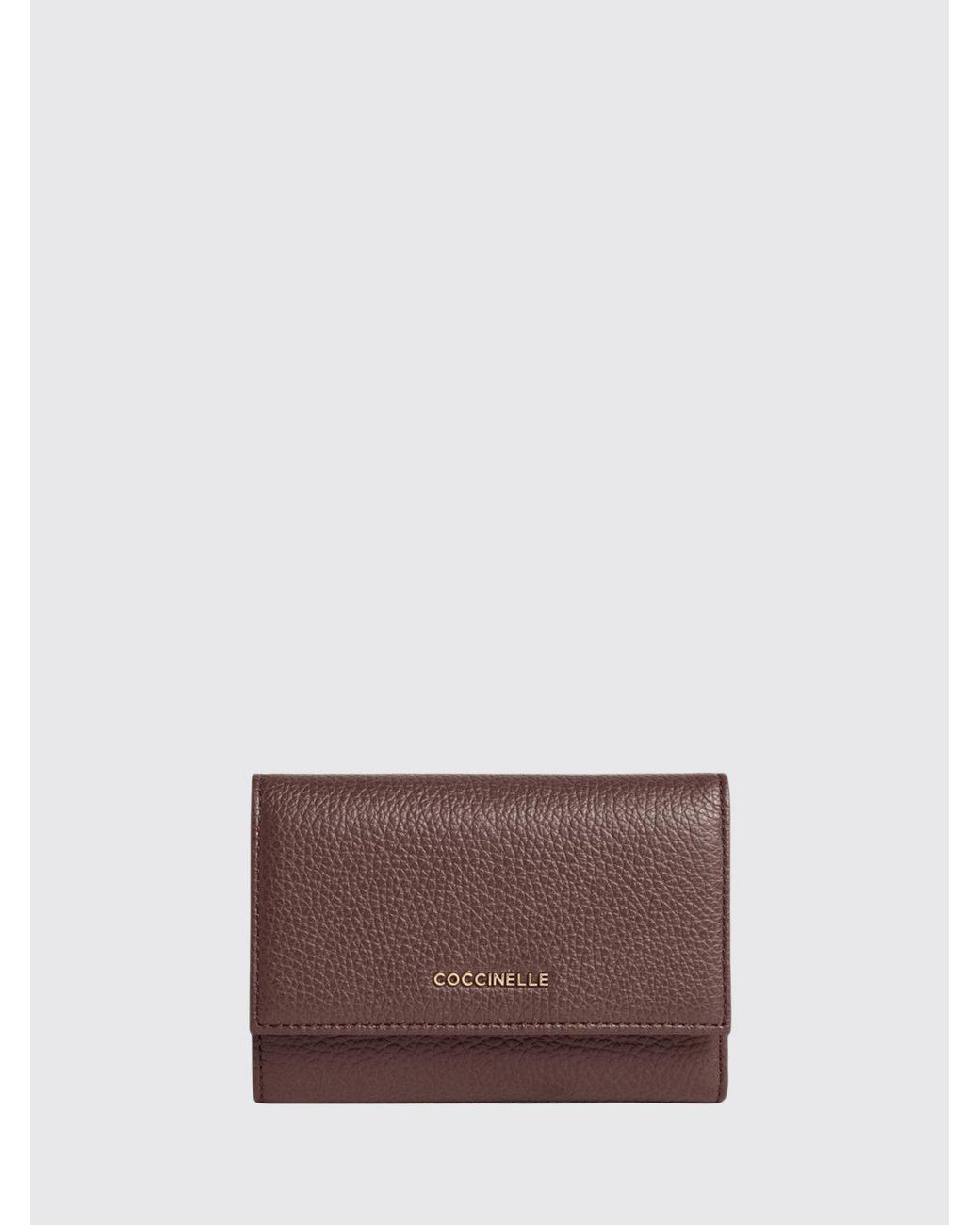 Coccinelle Brown Metallic Soft Tri-Fold Grained Leather Wallet