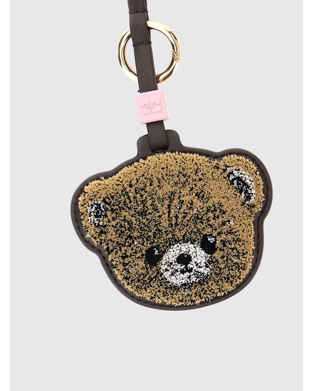 Ganni White Teddy Bear Shaped Keychain