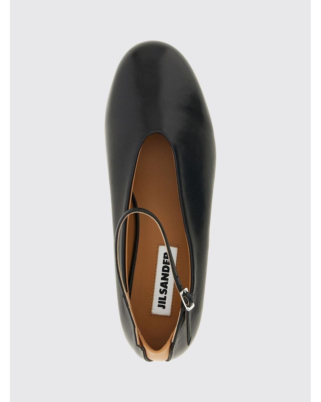 Jil Sander White Elyss Nappa Leather Flats With Ankle Strap