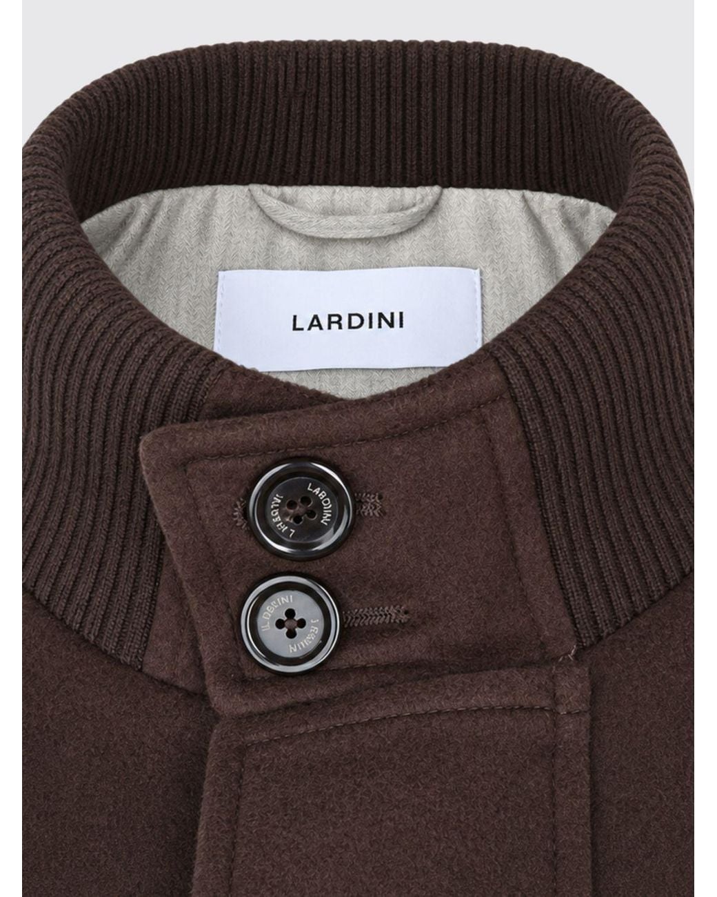 Lardini Brown Wool And Cashmere Blend Bomber Jacket With A High Collar for men