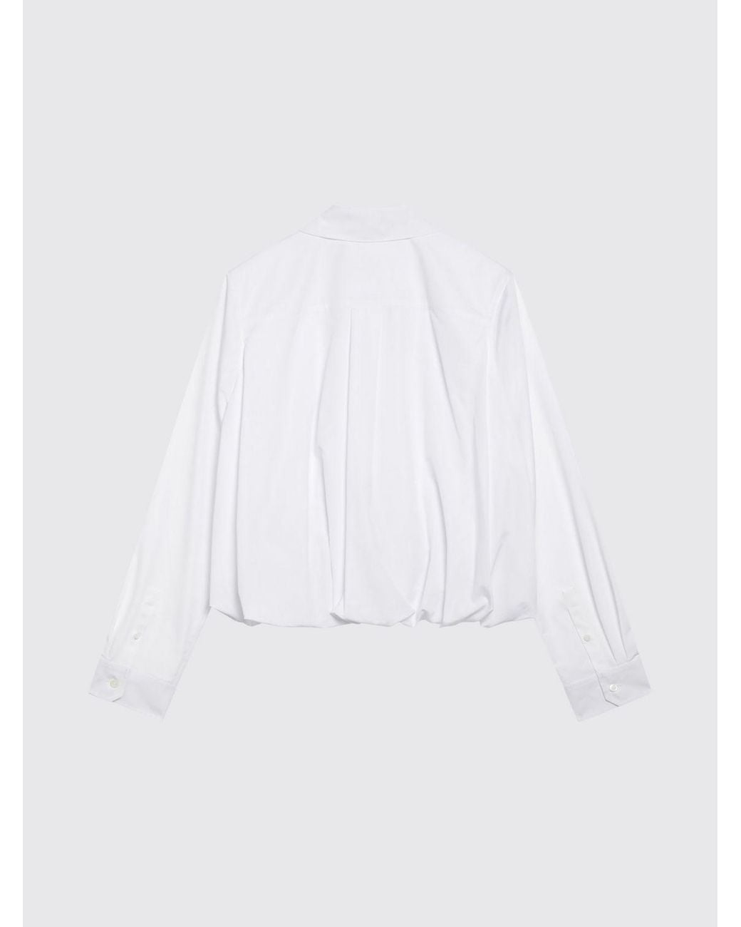 Loewe White Cotton Poplin Shirt With Drawstring Hem And Concealed Buttons