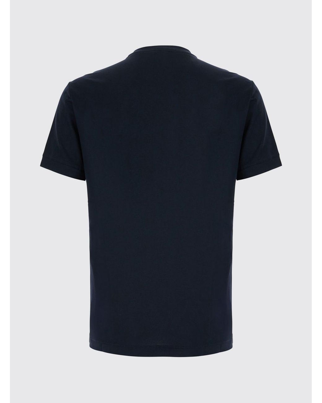 Giorgio Armani Blue Short-Sleeved Cotton T-Shirt With Contrasting Logo for men