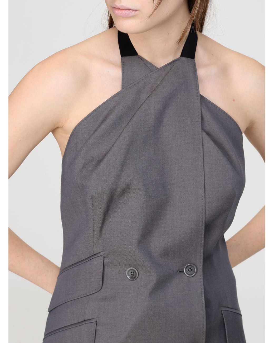 Max Mara Gray Wool Gabardine Top