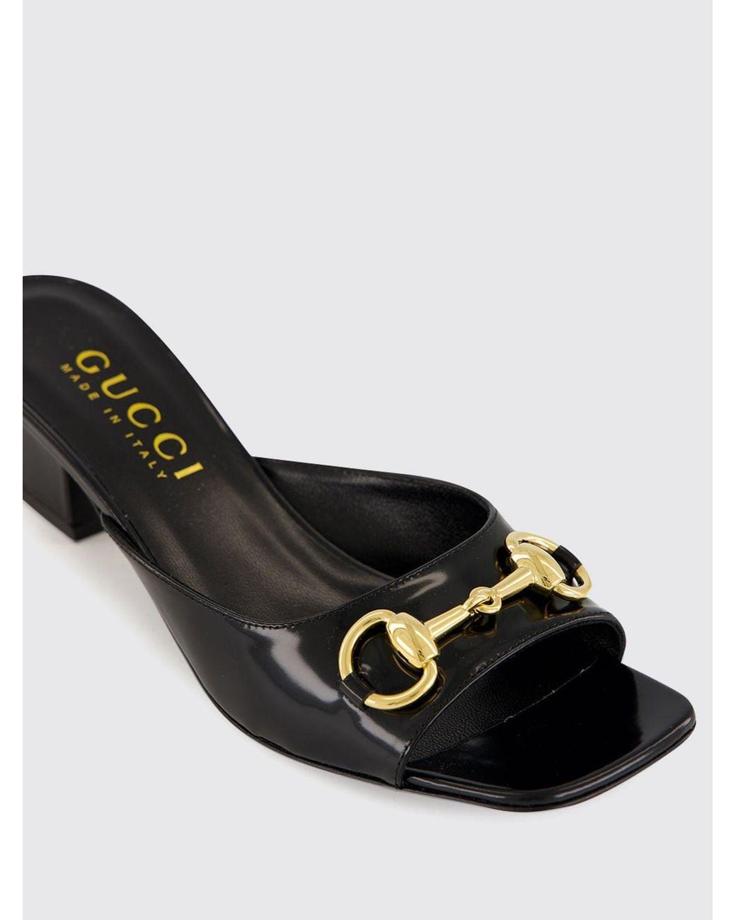 Gucci Black Signora Brushed Calfskin Mules With Horsebit Detail And Mid Heel
