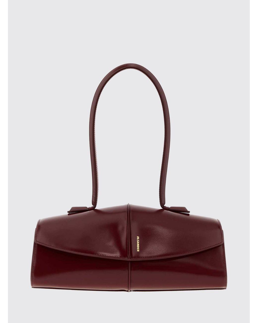 Jil Sander Red Linea Calfskin Leather Shoulder Bag With Tubular Handle