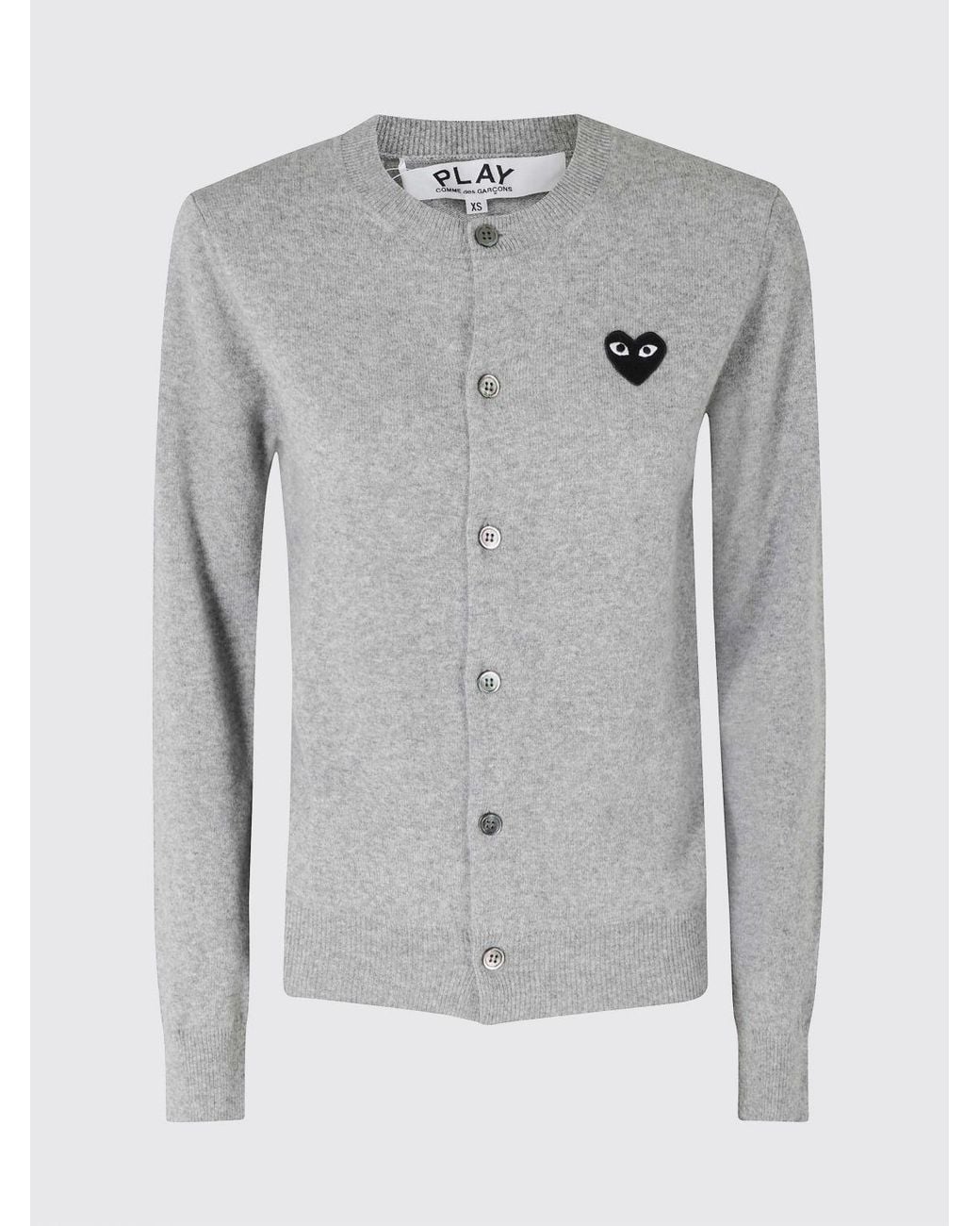 COMME DES GARÇONS PLAY Gray Comme Des GarÇ Ons Play Wool Cardigan With Logo