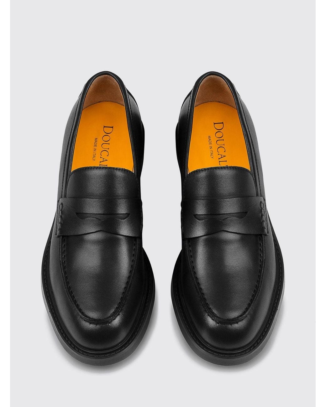 Doucal's White Smooth Calfskin Penny Loafers With Rubber Sole