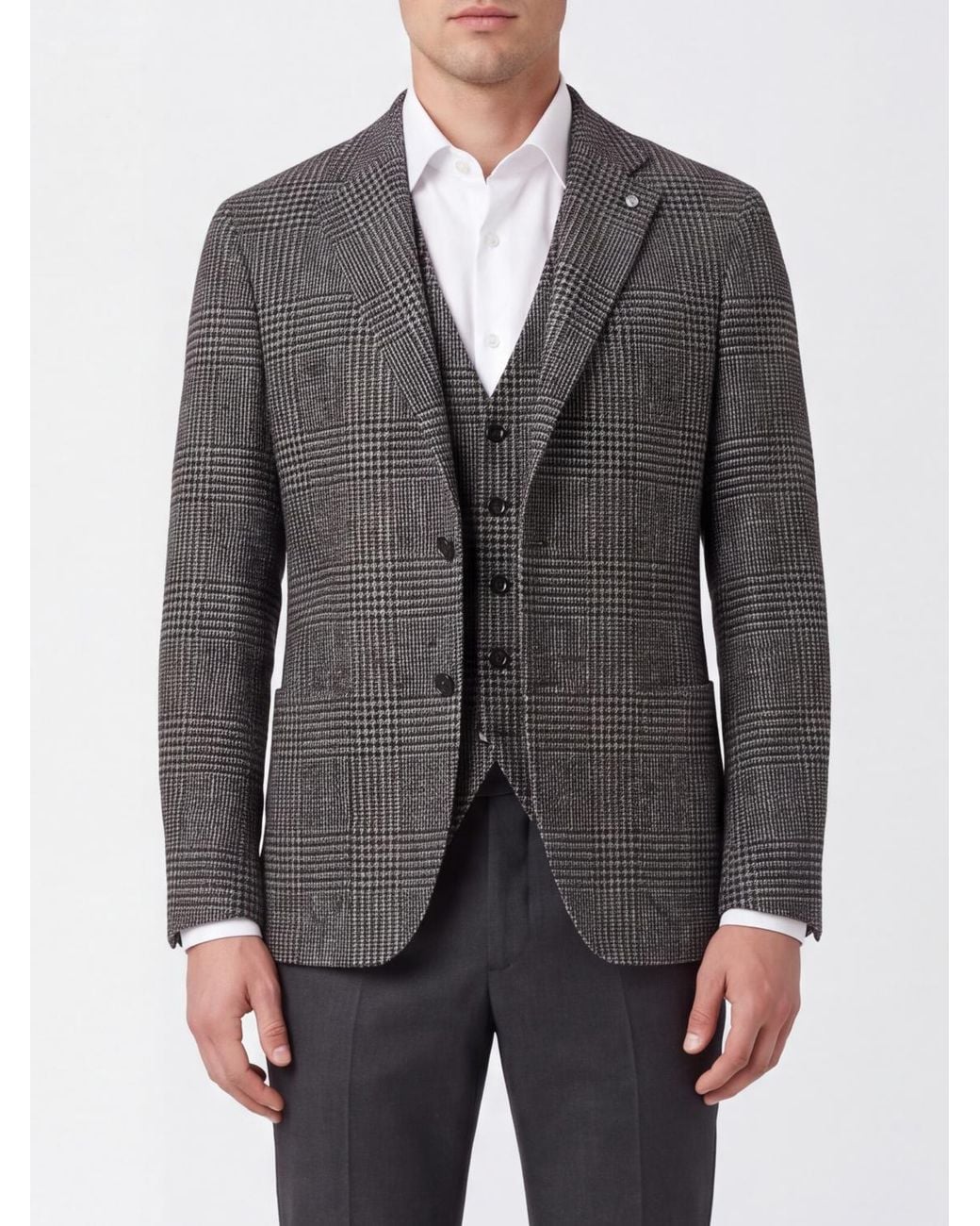 Luigi Bianchi Gray Houndstooth Single-Breasted Blazer for men