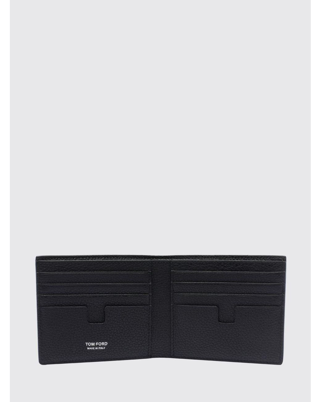Tom Ford White Bifold Calf Leather Wallet With Bill Compartment And Logo for men
