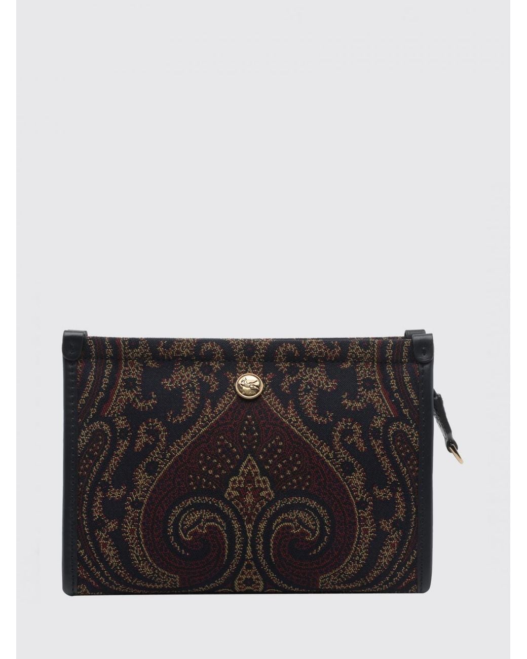 Etro Black Paisley Jacquard Fabric Mini Handbag With Pegaso Logo