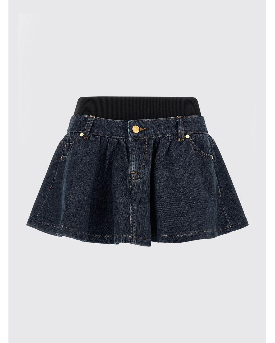 7 For All Mankind Blue Cotton Denim Mini Skirt