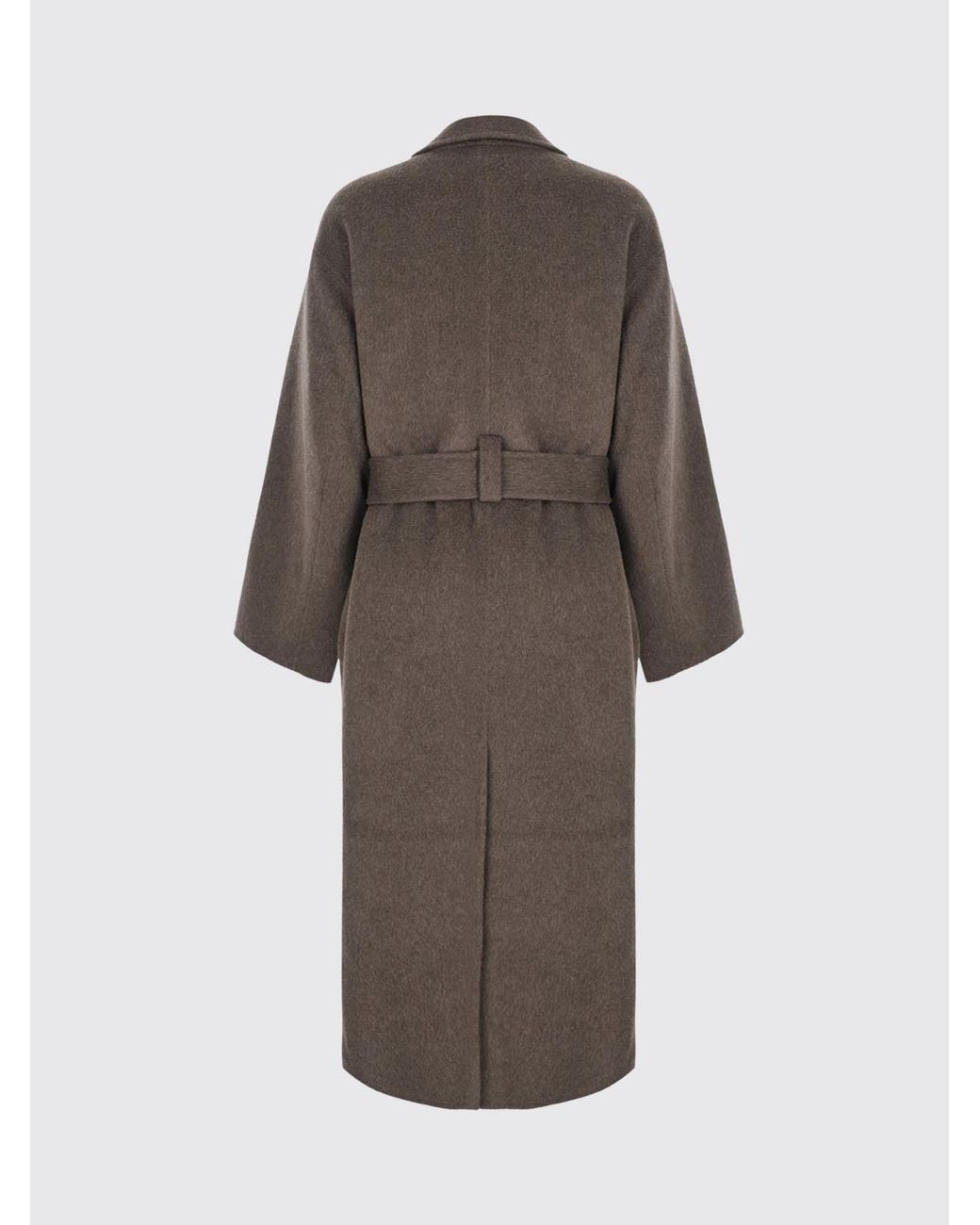Grifoni Gray Double-Breasted Long Wool Blend Coat With Waist Belt