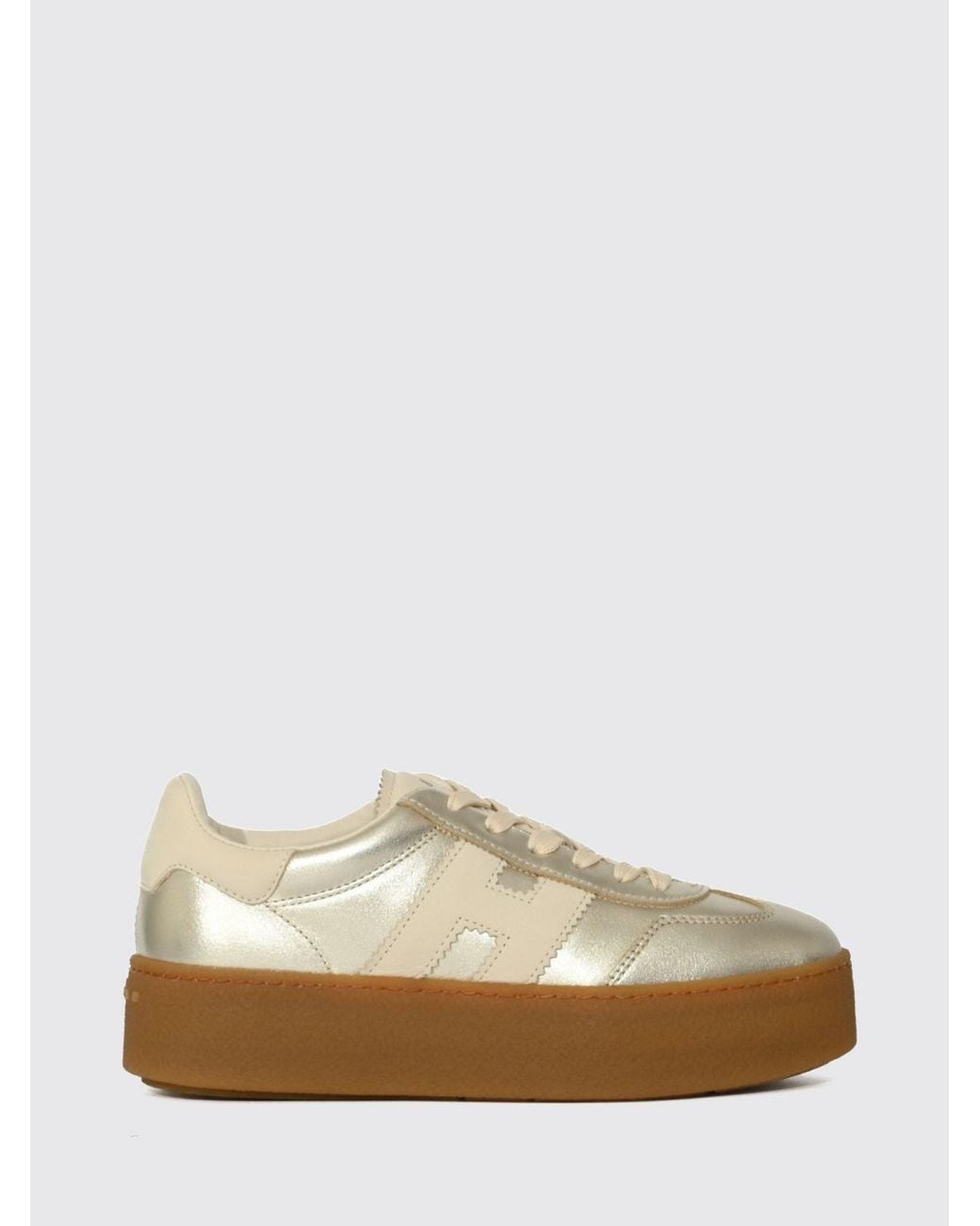 Hogan White Cool H698 Laminated Leather Platform Sneakers With Applied H Logo