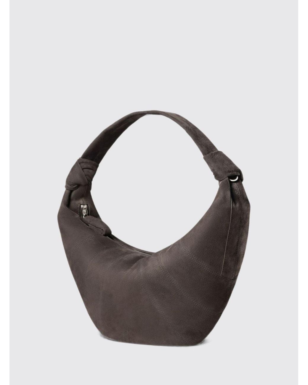 Lemaire Metallic Crescent-Shaped Nubuck Leather Shoulder Bag With Zip Closure