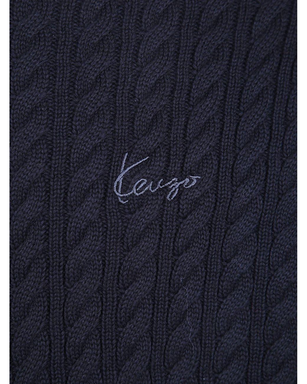 Pull Ras Du Cou En Mélange De Coton Et Laine Avec Logo Brodé KENZO pour homme en coloris Blue