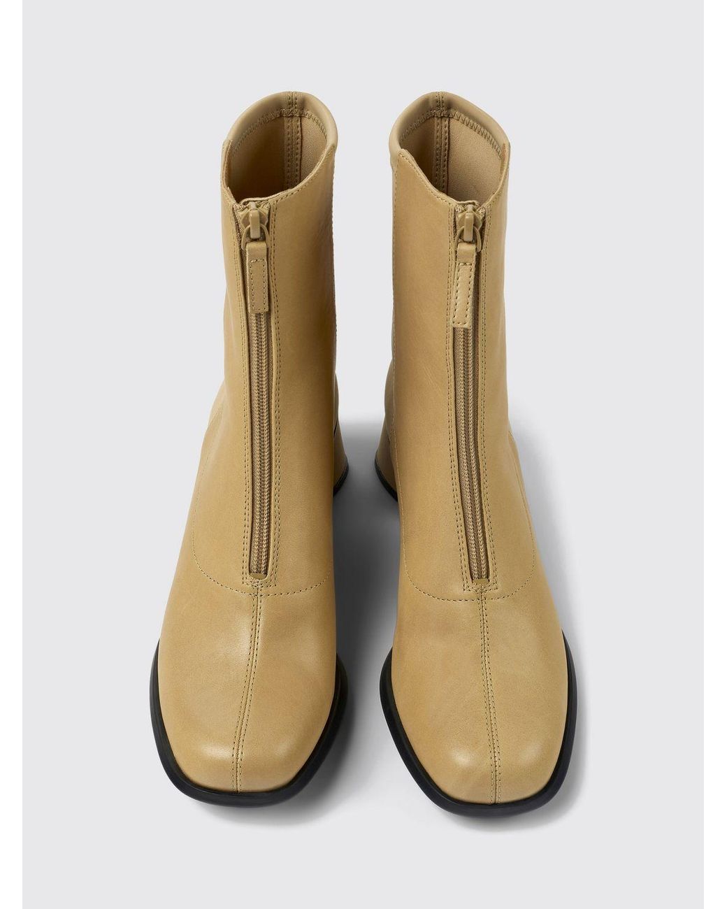 Camper White Kiara Bicolour Smooth Leather Ankle Boots With Medium Heel