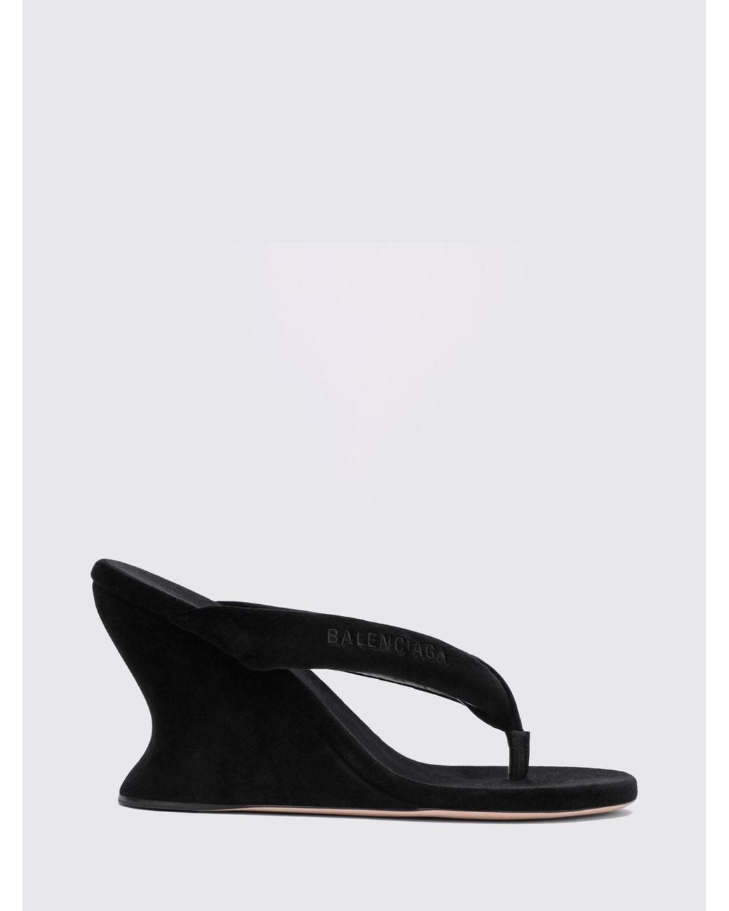 Balenciaga White Gaeta Velvet Wedge Thong Sandals