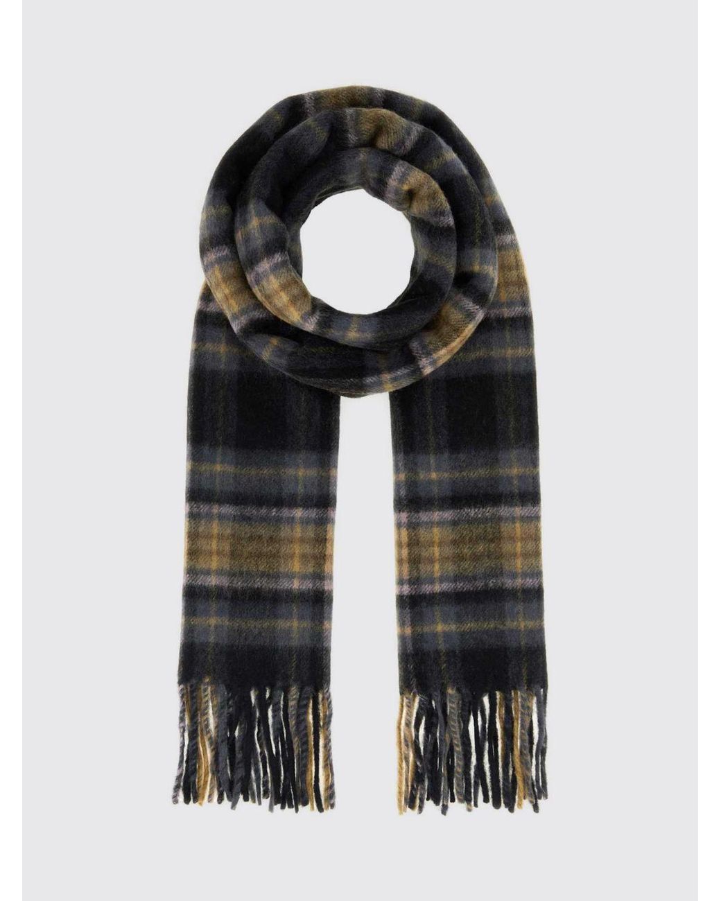 Carhartt Black Parson Check Wool Blend Scarf With Fringed Hem And Logo Patch for men