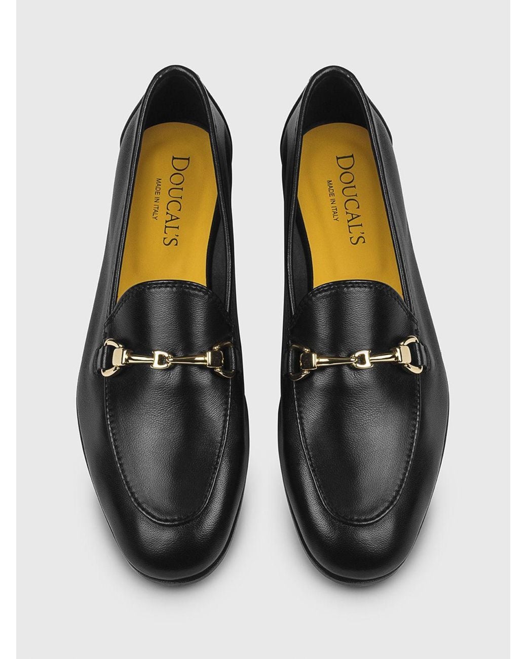 Doucal's Black Leather Loafers With Bit