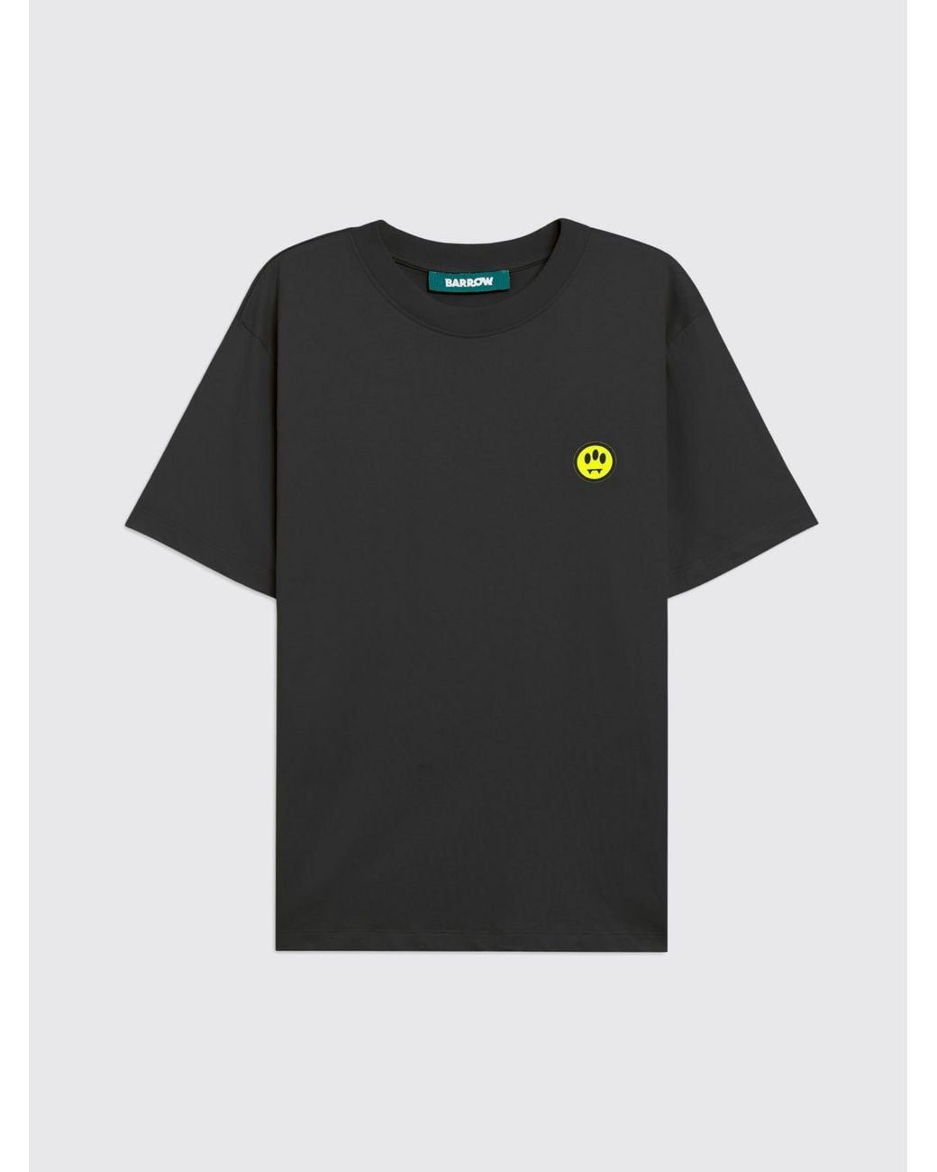Barrow Gray Contrast Logo Cotton T-Shirt With Crew Neck for men