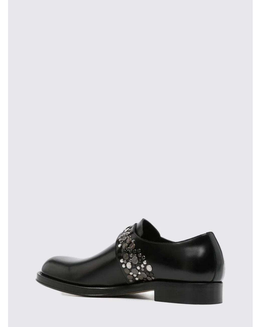 Dries Van Noten White Studded Brushed Leather Monk Strap Shoes for men