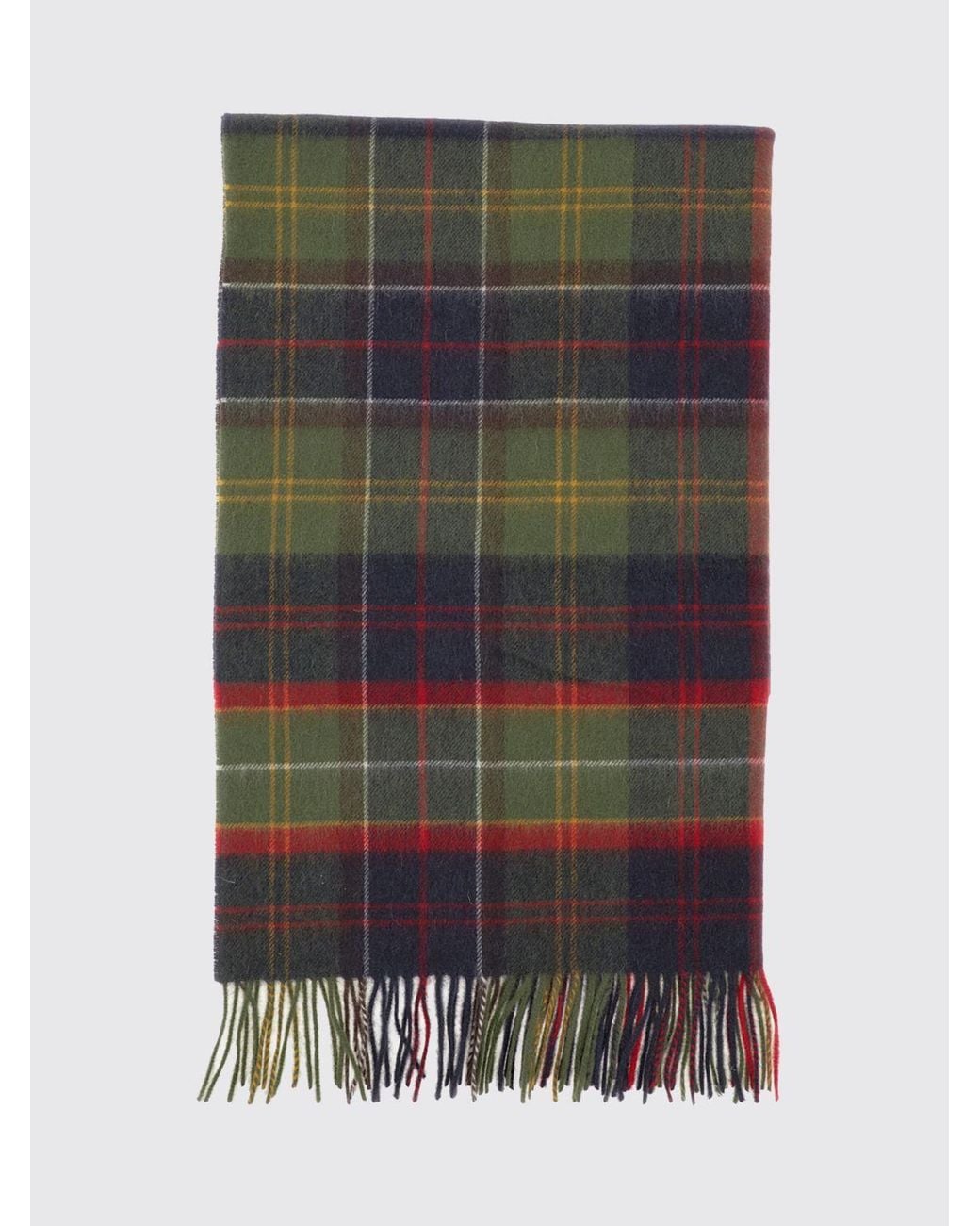 Barbour Multicolor Tartan Wool Scarf With Fringed Hem for men