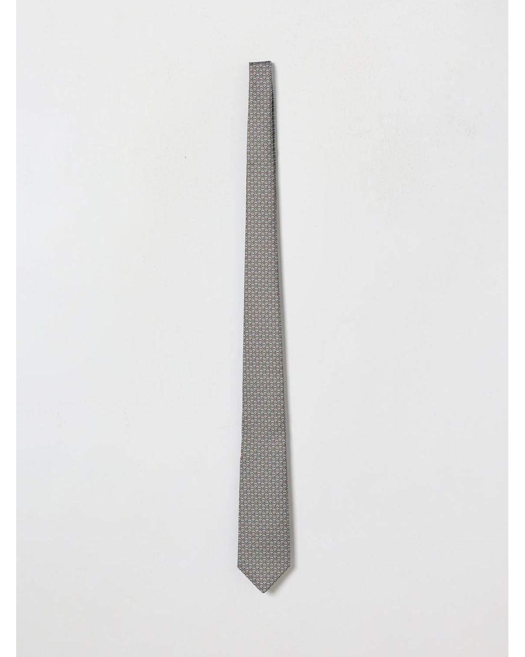Luigi Borrelli Napoli White Pure Silk Tie With Graphic Print And Applied Logo for men