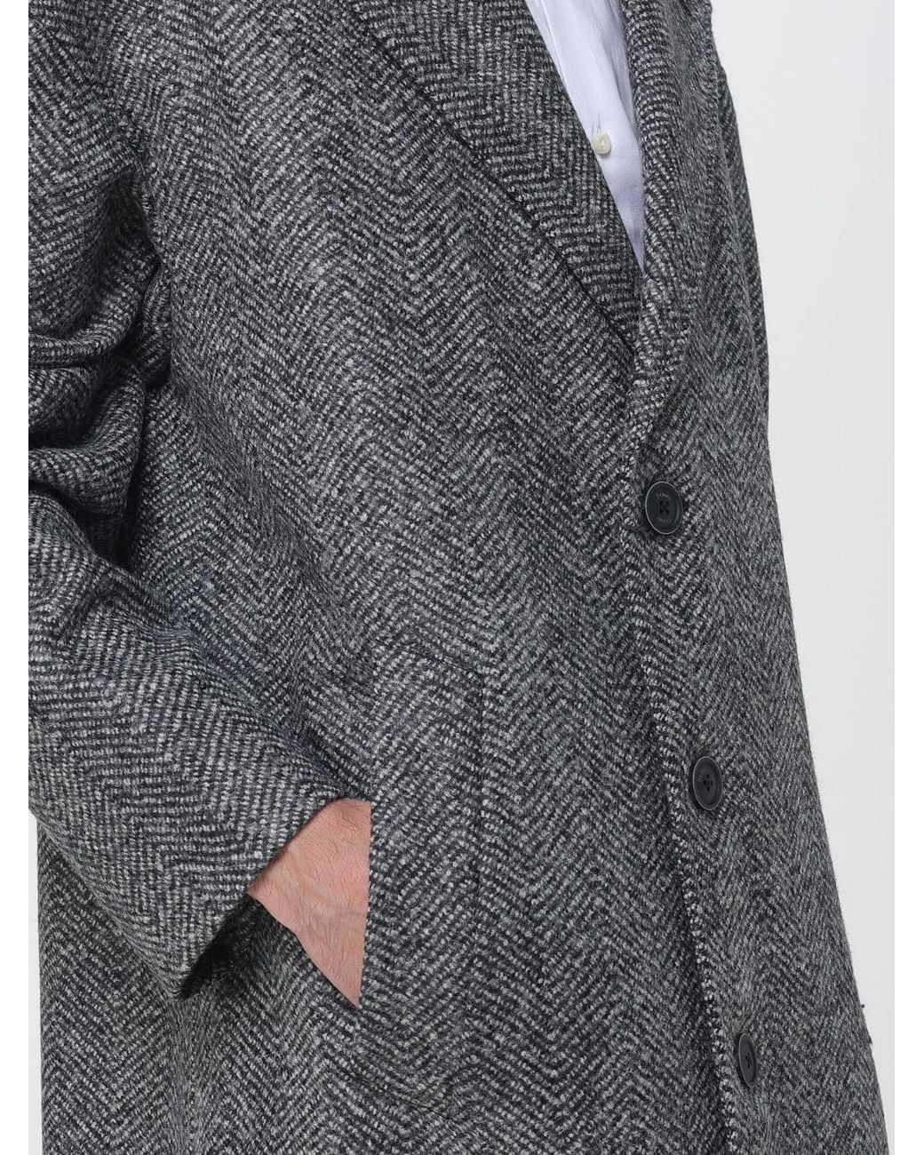 Herno Gray Single-Breasted Knee-Length Coat for men