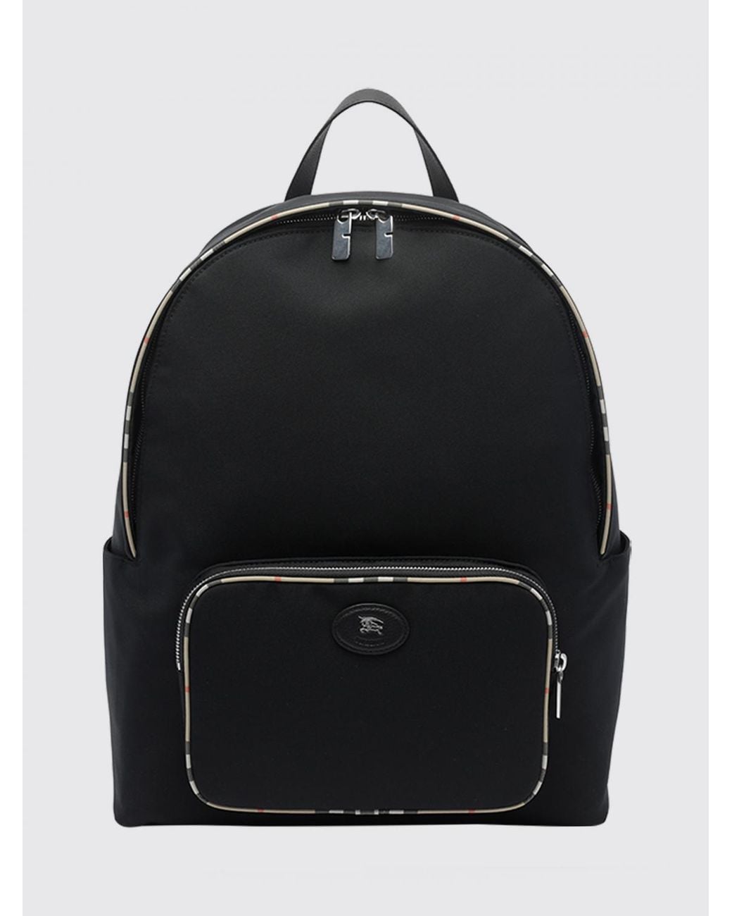 Burberry Black Polyester Backpack With Equestrian Knight Design Logo for men