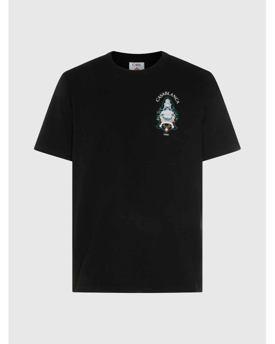 Casablanca Black Organic Cotton Crew Neck T-Shirt With Logo Print for men