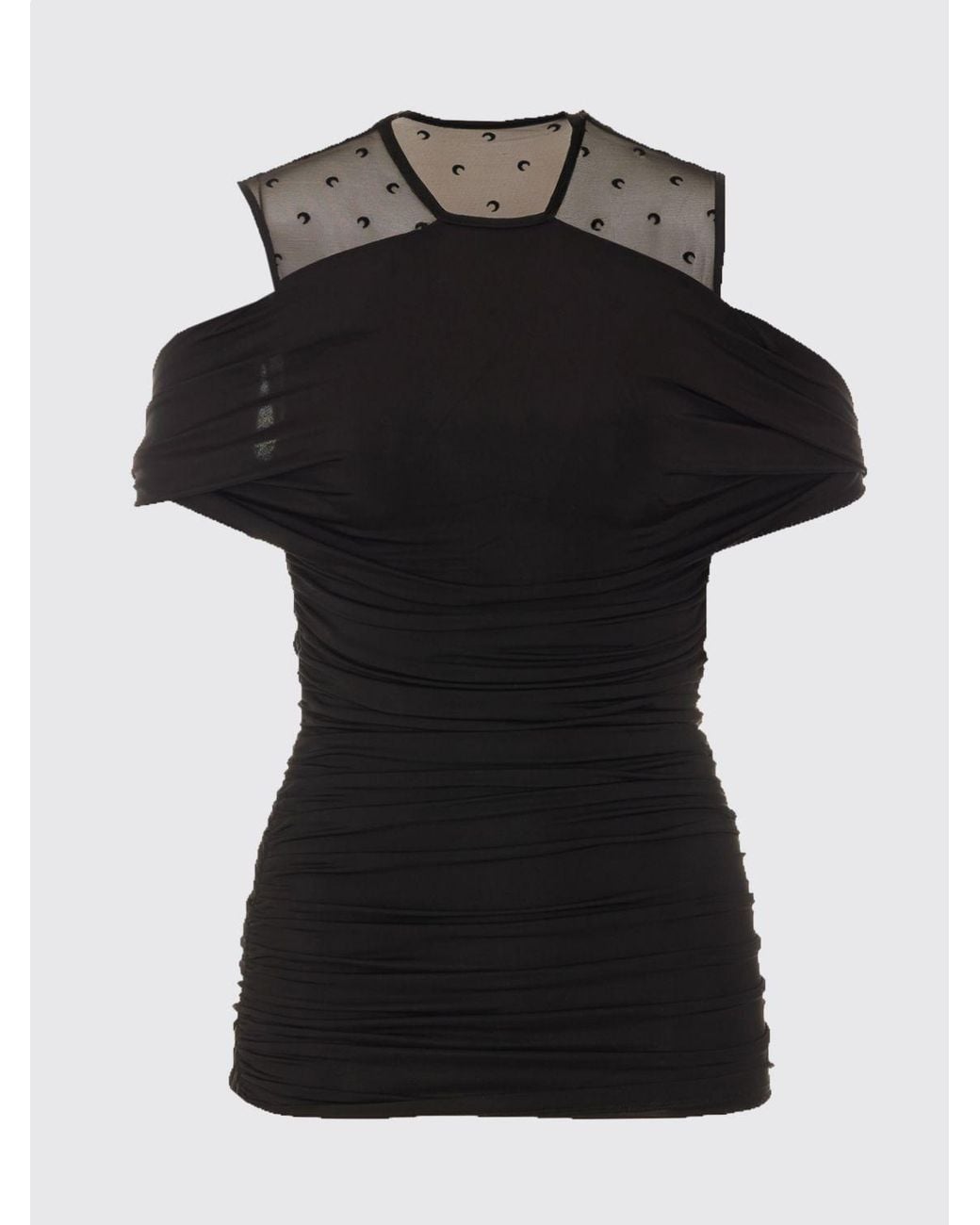 MARINE SERRE Black Draped Off-The-Shoulder Stretch-Viscose Top