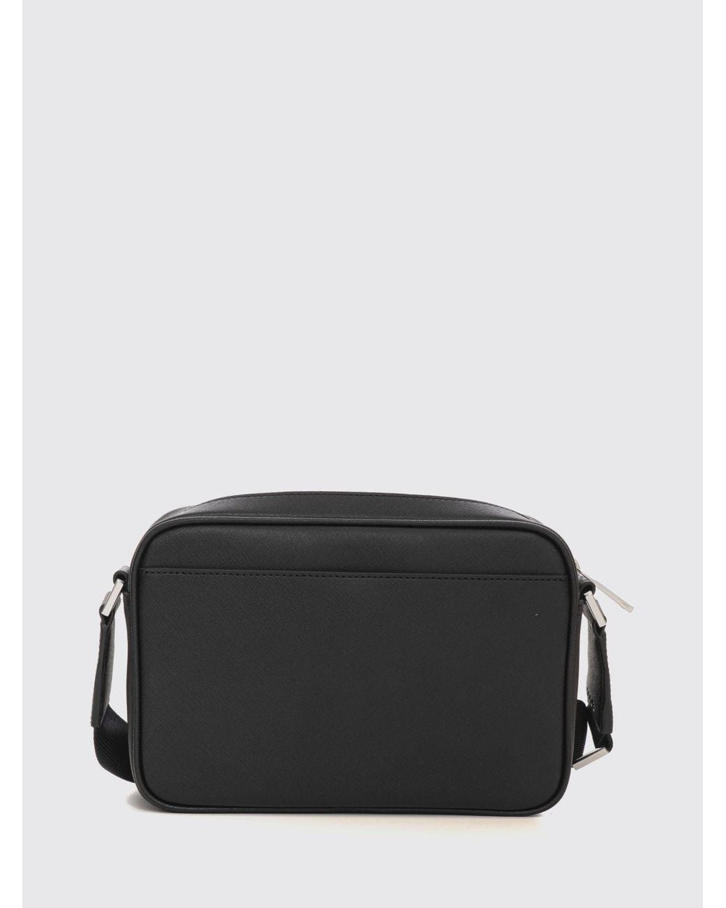 Boss Black Saffiano Faux Leather Crossbody Bag With Lettering Logo for men