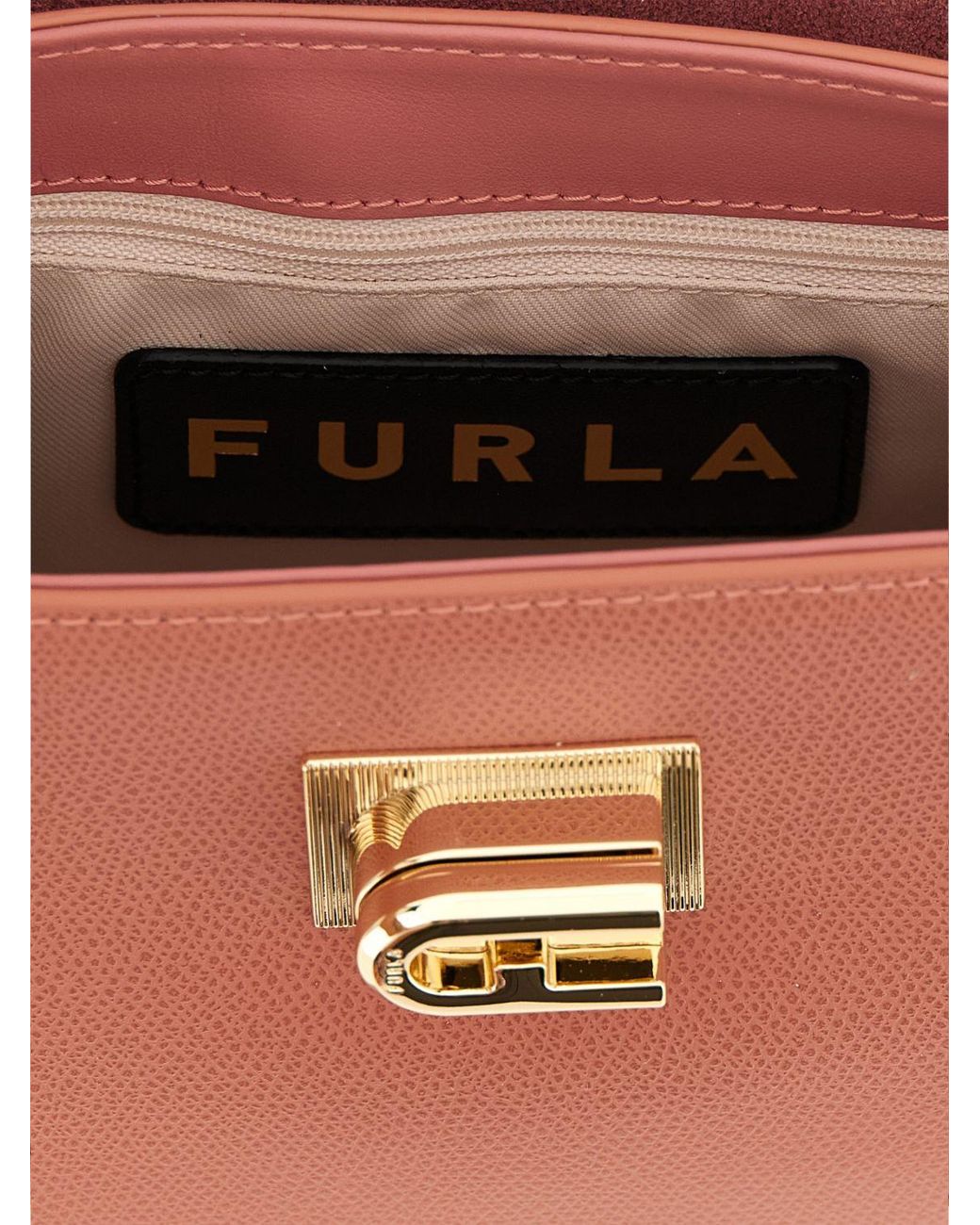 Furla Pink 1927 Mini Grained Leather Top Handle Bag With Removable Strap