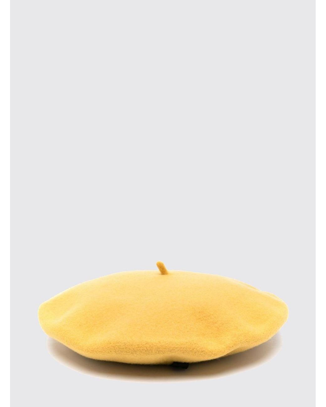 Borsalino Yellow Pure Wool Beret With Applied Logo