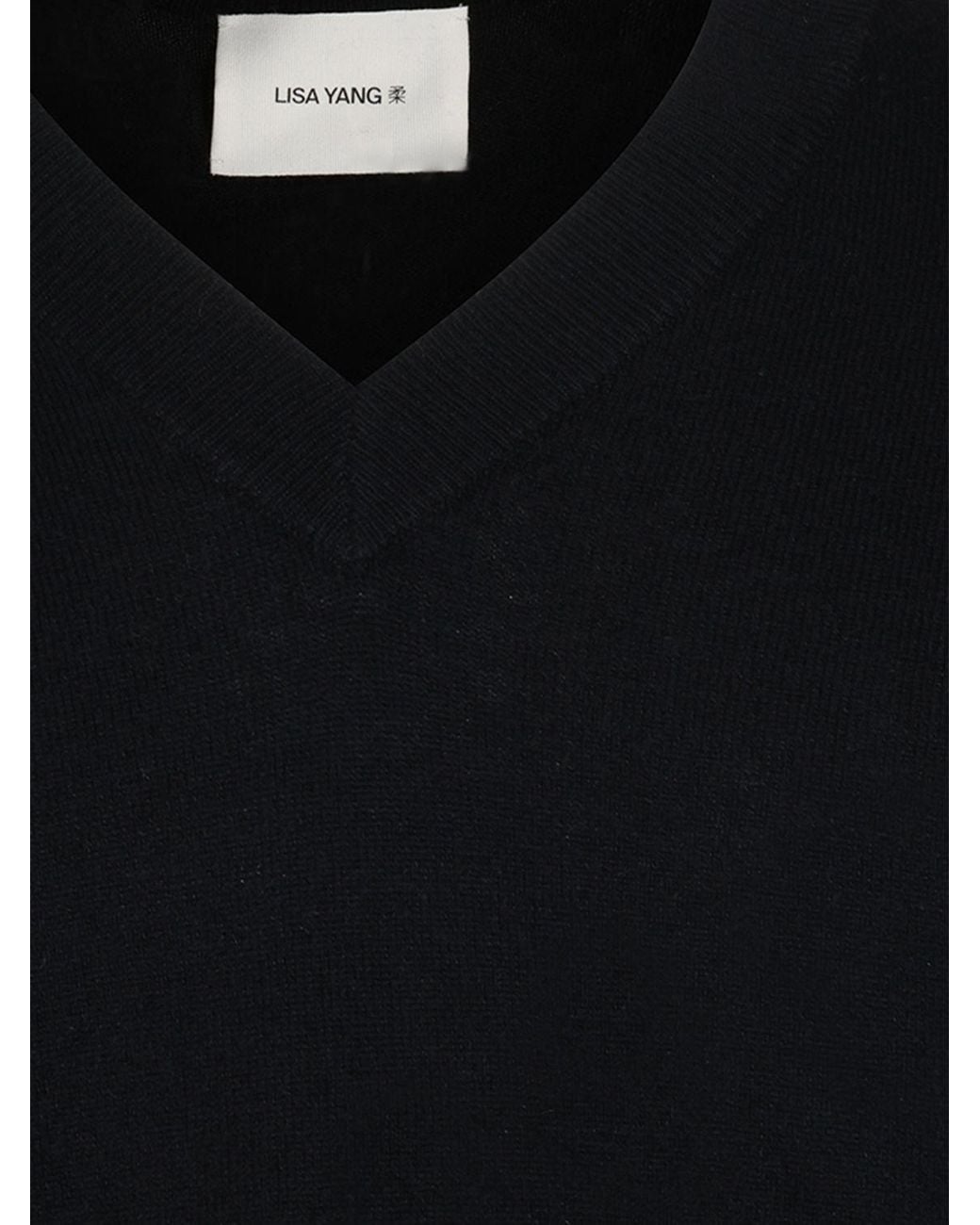 Lisa Yang Blue V-Neck Pure Cashmere Jumper With Ribbed Trims for men