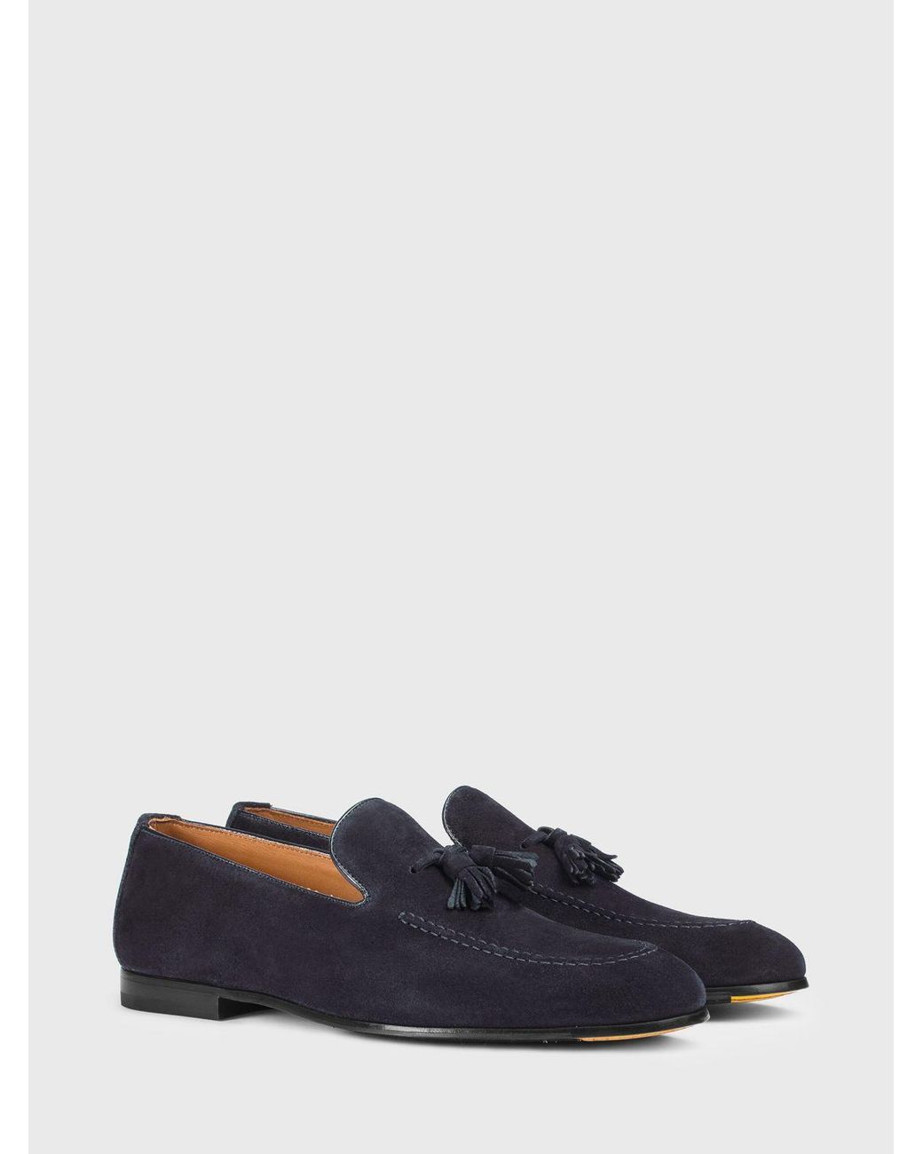 Doucal's Blue Suede Loafers With Tassels for men