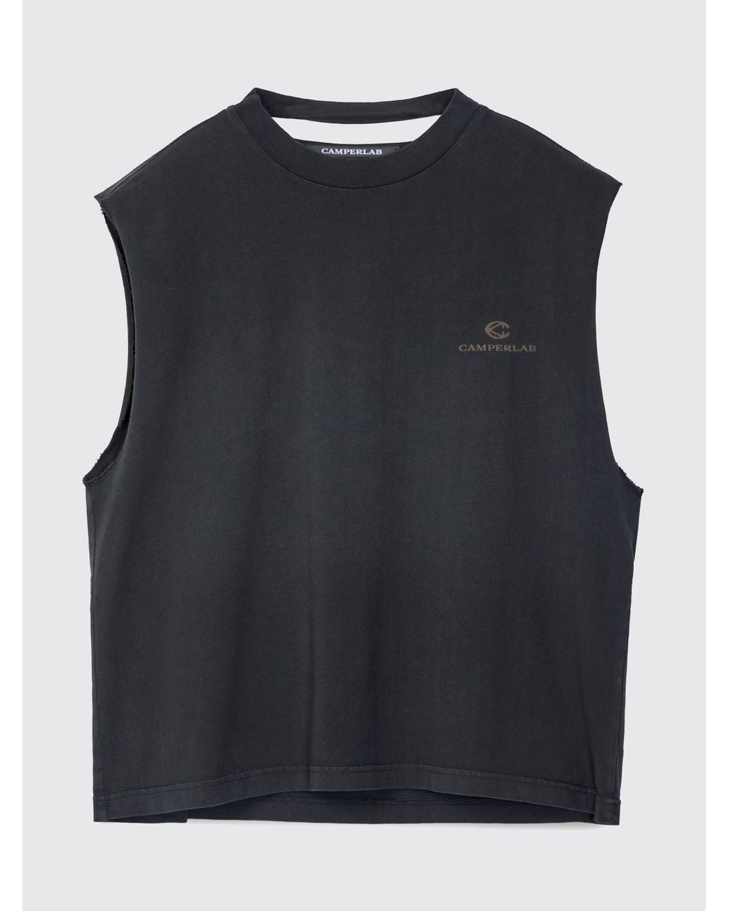 CAMPERLAB Blue Crewneck Urban-Street Cotton Tank Top With Graphic Print