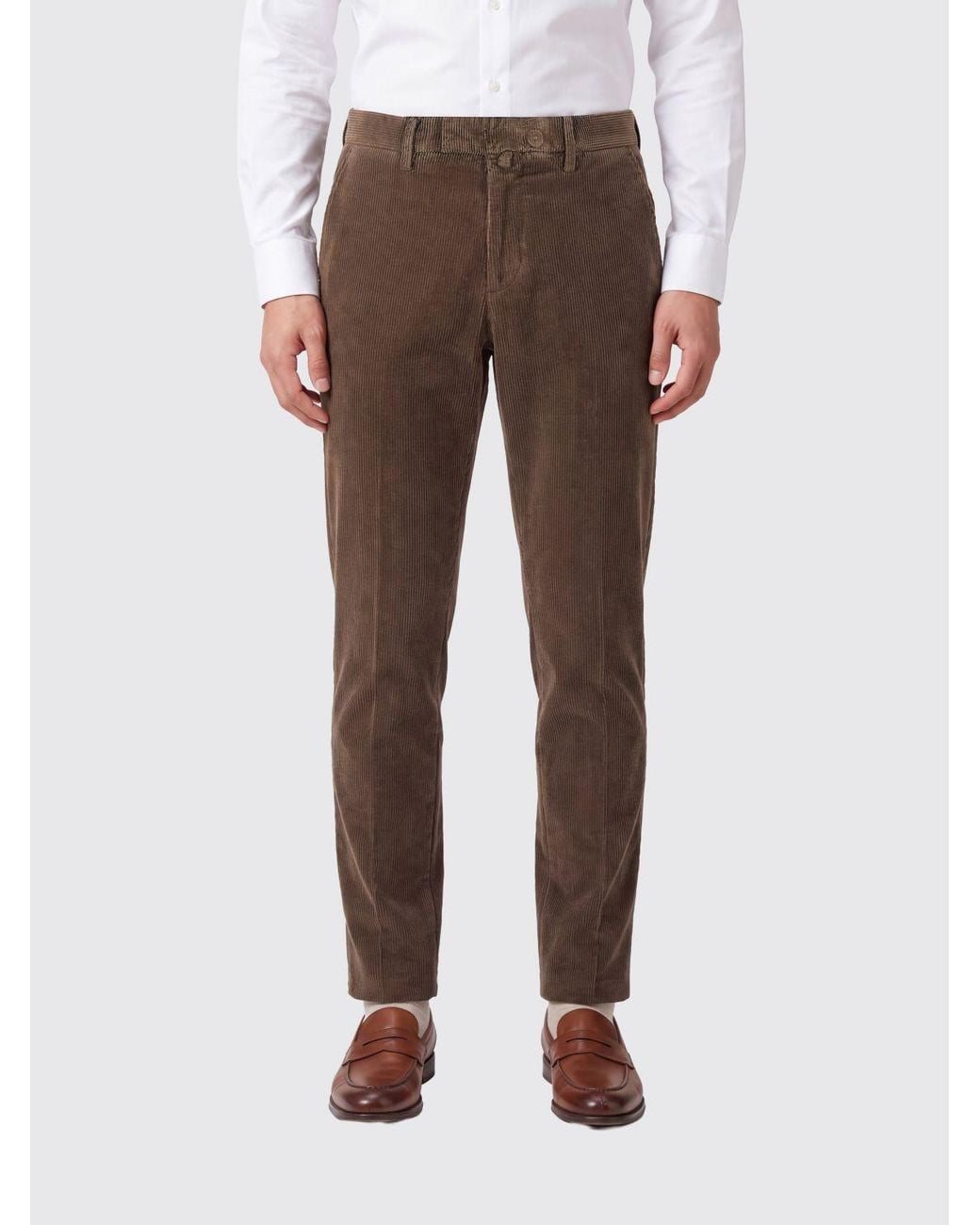 Briglia 1949 Brown Slim Fit Cotton Velvet Chino Trousers for men