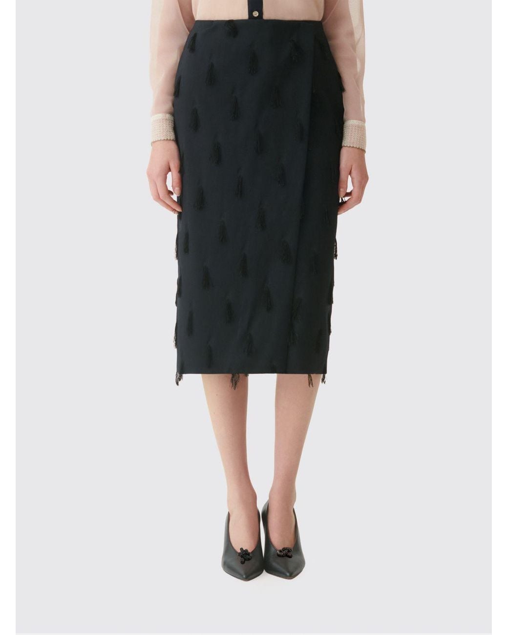 Fabiana Filippi Black Midi Wrap Skirt