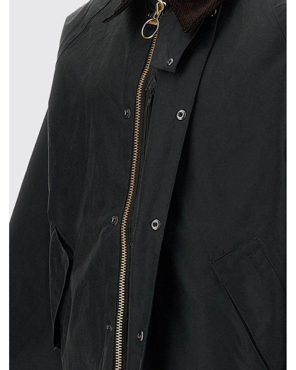 Barbour Black Transport Short Waxed Cotton Jacket With Corduroy Collar for men