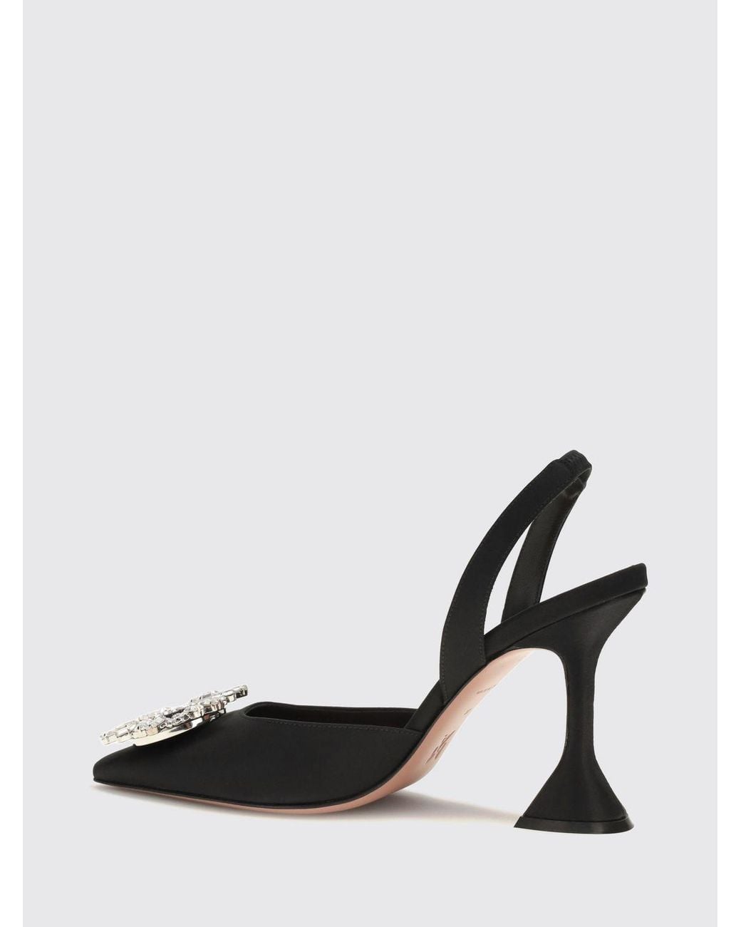 AMINA MUADDI Black Begum Satin Slingback Pumps With Jewel Buckle