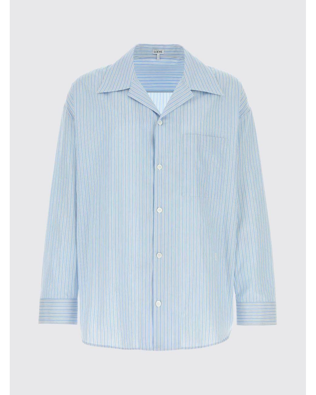 Loewe Blue Striped Cotton Casual Shirt for men