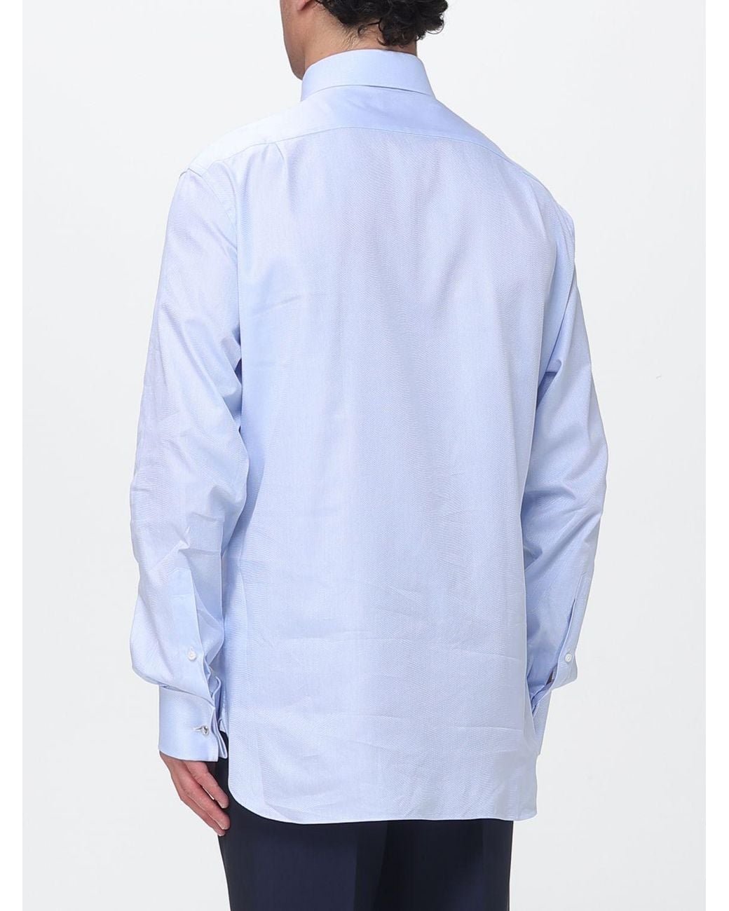 Zegna Blue Cotton Poplin Classic Shirt for men