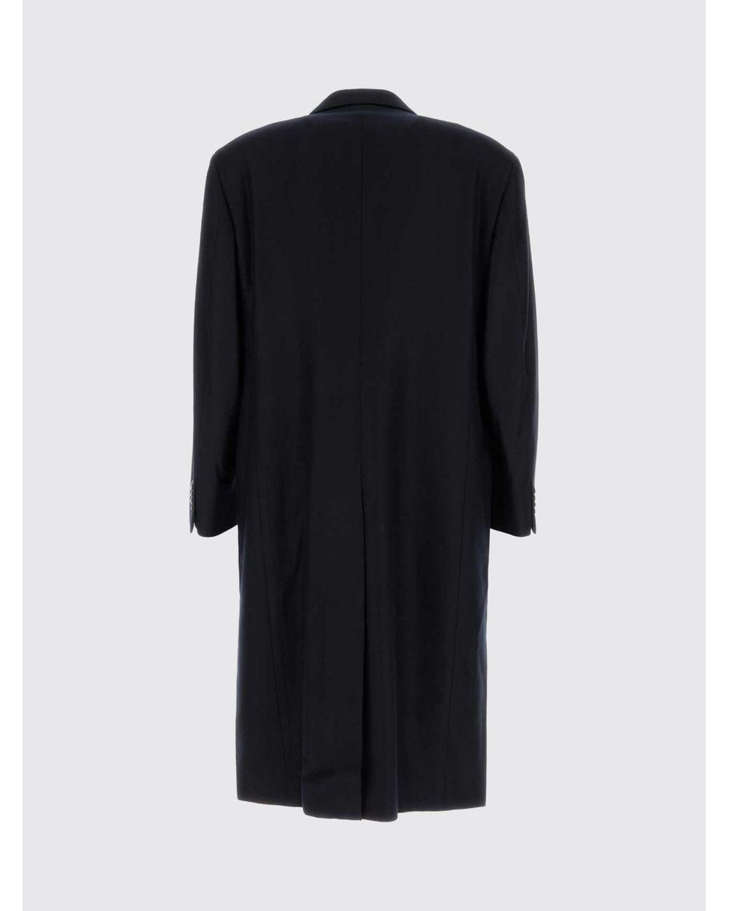 Giorgio Armani Blue Long Double-Breasted Virgin Wool And Cashmere Coat for men