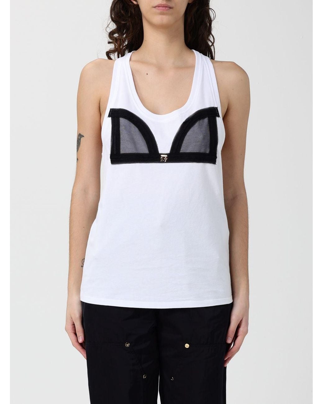 Elisabetta Franchi White Cotton Tank Top