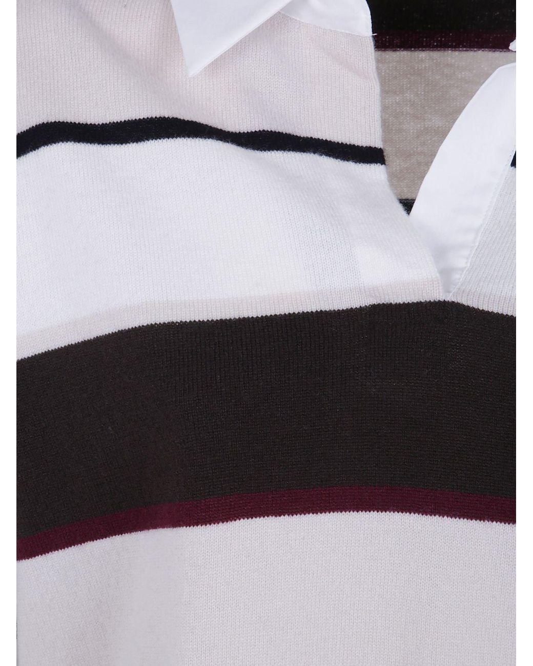 Mrz White Striped Long-Sleeve Virgin Wool And Cashmere Polo